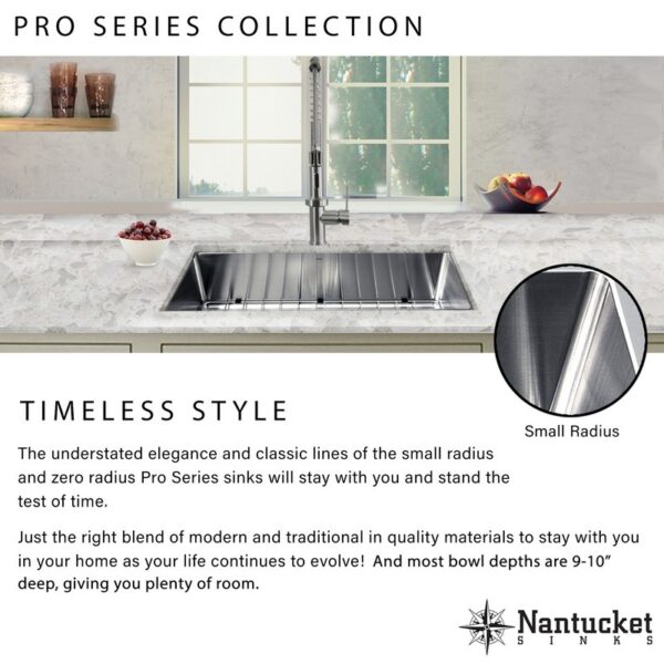 Nantucket Sinks SR1815 Pro Series 15 Inch Undermount Small Radius Stainless Steel Bar/Prep Sink