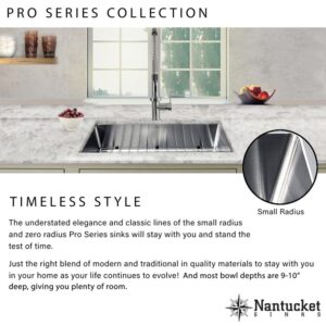 Nantucket Sinks SR2318-16 Pro Series 23 Inch Single Bowl Undermount Rectangle 16 Gauge Stainless Steel Kitchen Sink