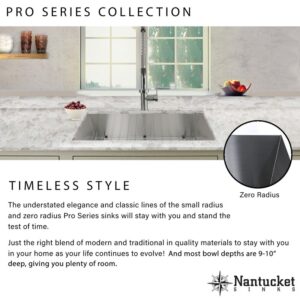 Nantucket Sinks' ZR3322-S-16 - 33 Inch Large Rectangle Single Bowl Self Rimming Zero Radius Stainless Steel Drop In Kitchen Sink, 16 Gauge -1 Hole