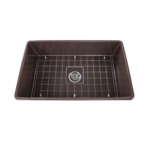 Nantucket Sinks T-FCFS30CB 30 Inch Fireclay Farmhouse Kitchen Sink - Coffee Brown