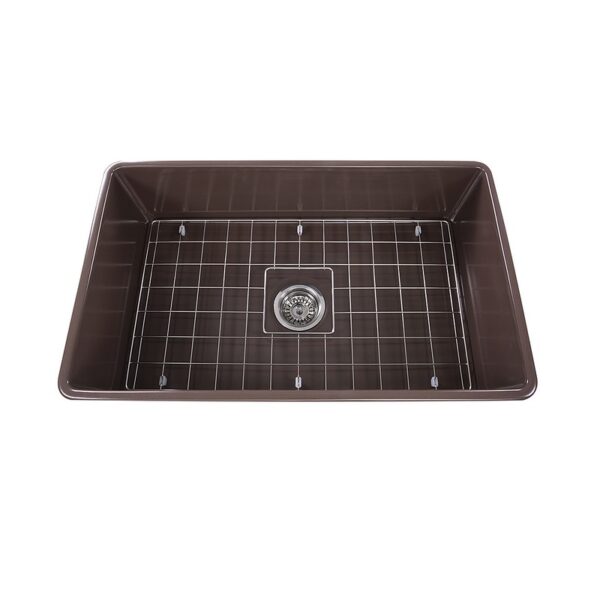 Nantucket Sinks T-FCFS30CB 30 Inch Fireclay Farmhouse Kitchen Sink - Coffee Brown