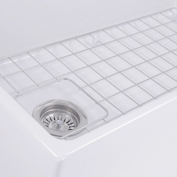 Nantucket Sinks T-FCFS36 Cape 36 Inch Farmhouse Fireclay Sink with Offset Drain and Grid