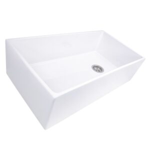 Nantucket Sinks T-FCFS36 Cape 36 Inch Farmhouse Fireclay Sink with Offset Drain and Grid