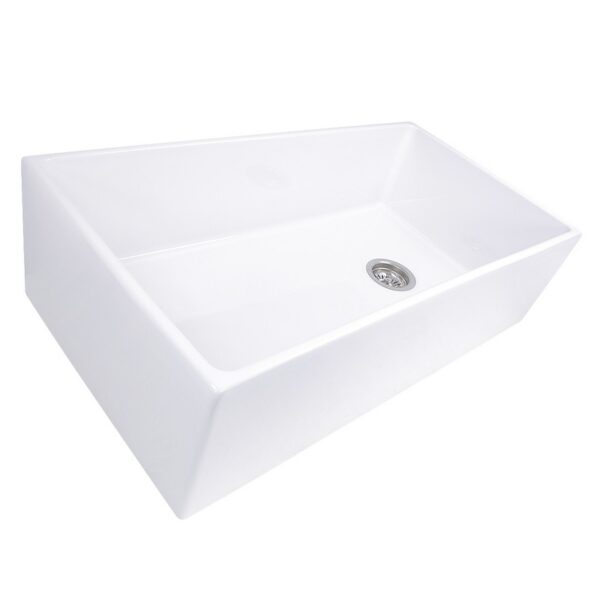 Nantucket Sinks T-FCFS36 Cape 36 Inch Farmhouse Fireclay Sink with Offset Drain and Grid