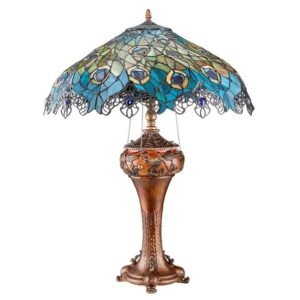 Design Toscano TF10015 Art Nouveau 21 1/2 Inch Peacock Table Lamp