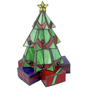 Design Toscano TF10041 8 Inch Small Xmas Tree Stained Glass Lamp