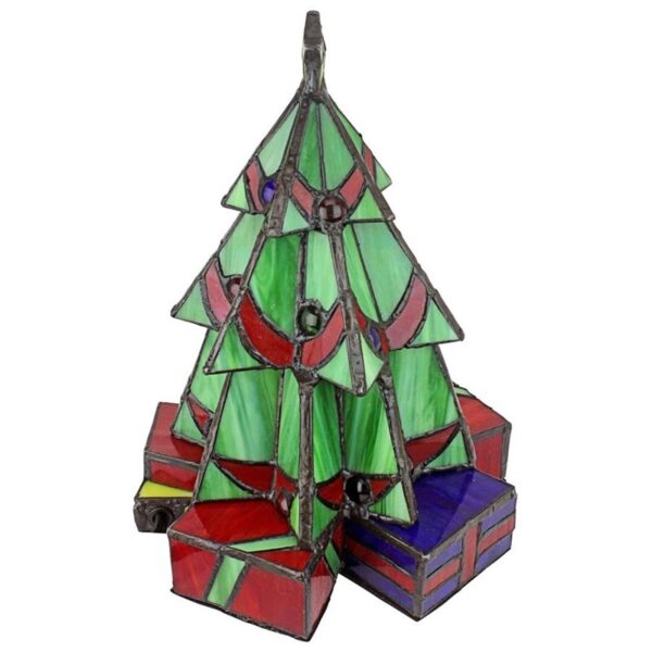 Design Toscano TF10041 8 Inch Small Xmas Tree Stained Glass Lamp