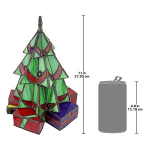 Design Toscano TF10041 8 Inch Small Xmas Tree Stained Glass Lamp