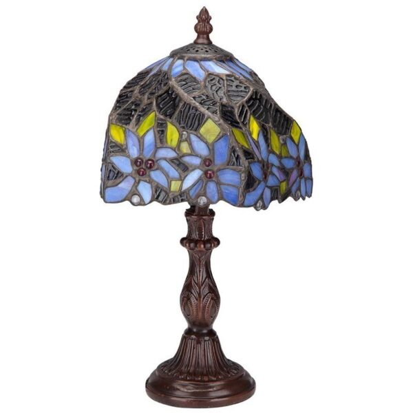 Design Toscano TF10044 8 Inch Light Flower Stained Glass Lamp - Blue