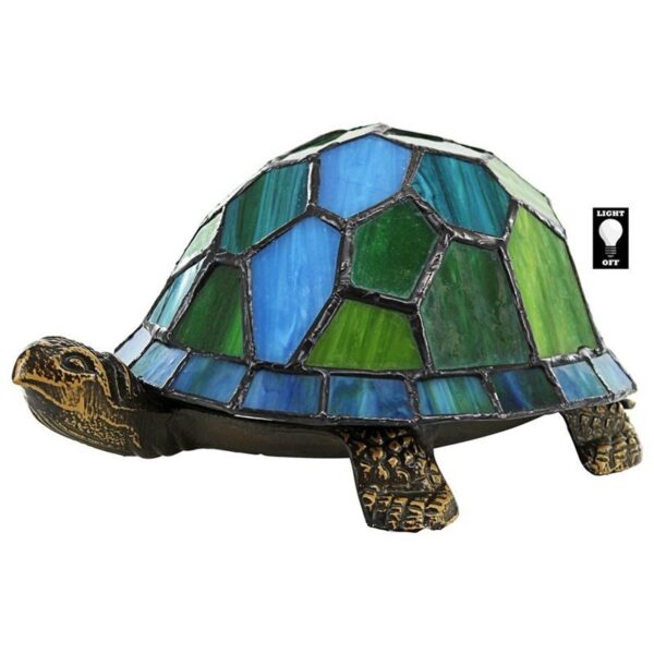 Design Toscano TF10057 8 Inch Stained Glass Turtle Lamp - Blue