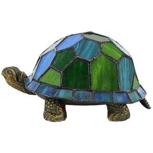 Design Toscano TF10057 8 Inch Stained Glass Turtle Lamp - Blue