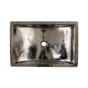 Nantucket Sinks TRS2416 Brightwork Home 23.75 Inch Hand Hammered Bathroom Sink in Stainless Steel