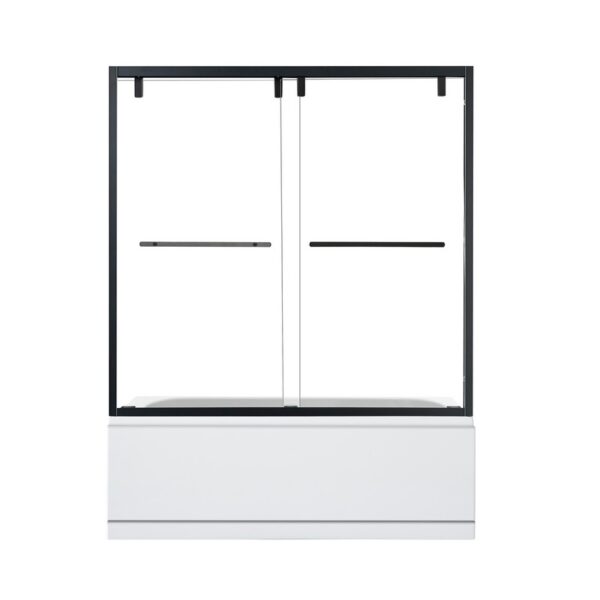 Altair TS80260-BP-MB Caspar 60 x 58 Inch By Pass Semi Frameless Tub Door with Clear Glass - Matte Black