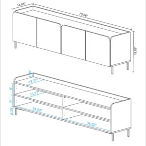 Manhattan Comfort Mid-Century Modern Bogardus 70.86 TV Stand with 4 Shelves in White