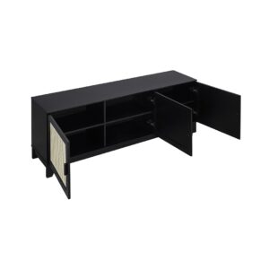 Manhattan Comfort Sheridan 62.99 Modern Cane TV Stand in Black