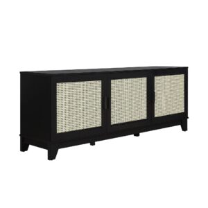 Manhattan Comfort Sheridan 62.99 Modern Cane TV Stand in Black