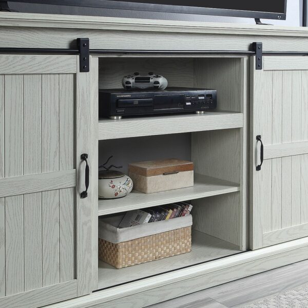 Manhattan Comfort Myrtle 60" TV Stand with 2 Sliding Doors in Cream Oak