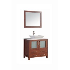 Legion Furniture WA7836C 36 Inch Solid Wood Vanity Set with Mirror in Cherry, No Faucet