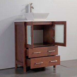 Legion Furniture WA7836C 36 Inch Solid Wood Vanity Set with Mirror in Cherry, No Faucet