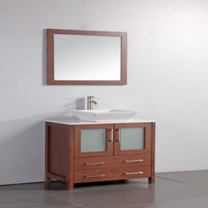 Legion Furniture WA7836C 36 Inch Solid Wood Vanity Set with Mirror in Cherry, No Faucet