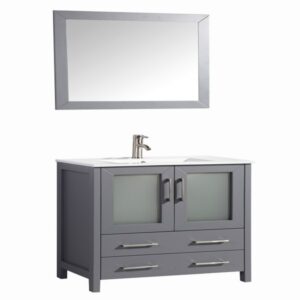 Legion Furniture WA7930DG 30 Inch Solid Wood Vanity Set with Mirror in Dark Gray, No Faucet