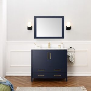 Legion Furniture WA7936-B 36 Inch Solid Wood Inch Vanity Set with Mirror in Blue, No Faucet