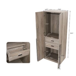 Manhattan Comfort Lee Modern Freestanding Wardrobe Closet 2.0 with 1 Hanging Rod, 1 Shelf, and 2 Drawers in Rustic Grey