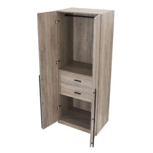 Manhattan Comfort Lee Modern Freestanding Wardrobe Closet 2.0 with 1 Hanging Rod, 1 Shelf, and 2 Drawers in Rustic Grey