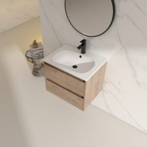 Legion Furniture WC2302-24 24 Inch Wall Mounted Single Sink Bathroom Vanity in Natural Wood with SMC Top