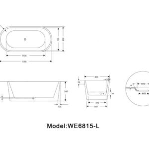 Legion Furniture WE6815-L 67.3 Inch White Acrylic Tub, No Faucet