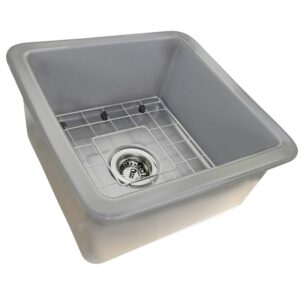 Nantucket Sinks Wellfleet-1818GR Cape 18 Inch Single Bowl Fireclay Dualmount Kitchen Sink - Matte Grey