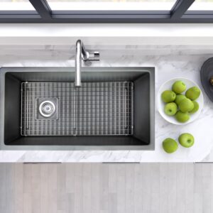 Nantucket Sinks Wellfleet-3419Concrete Cape 34 1/4 Inch Single Bowl Fireclay Undermount or Topmount Kitchen Sink in Concrete