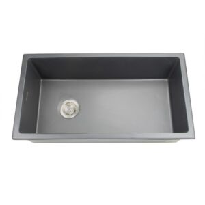 Nantucket Sinks Wellfleet-3419MatteBlack Cape 34 1/4 Inch Fireclay Kitchen Sink in Matte Black