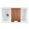 Nantucket Sinks Wellfleet-PS3320W Cape 33 Inch Fireclay Dual Mount Kitchen Sink with Drain and Cutting Board in White