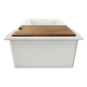 Nantucket Sinks Wellfleet-PS3320W Cape 33 Inch Fireclay Dual Mount Kitchen Sink with Drain and Cutting Board in White