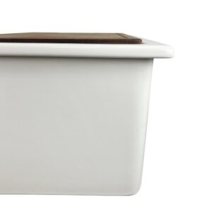 Nantucket Sinks Wellfleet-PS3320W Cape 33 Inch Fireclay Dual Mount Kitchen Sink with Drain and Cutting Board in White