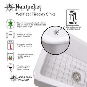 Nantucket Sinks Wellfleet-3218W Cape 32-Inch Dualmount Fireclay Kitchen Sink