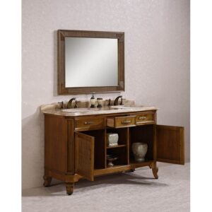 Legion Furniture WH3660 Vanity 60 Inch Solid Wood Sink Vanity With Marble-No Faucet in Light Brown