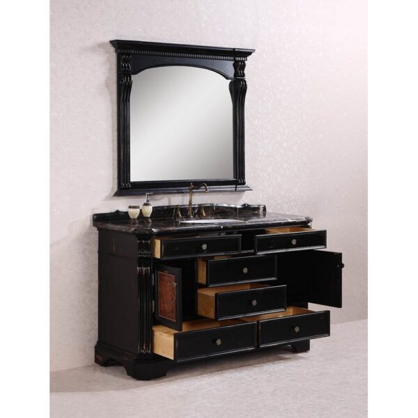 Legion Furniture WH3860 Vanity 60 Inch Solid Wood Sink Vanity With Granite Top-No Faucet And Backsplash in Antique Espresso