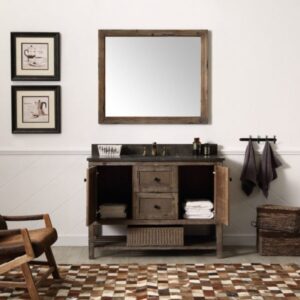 Legion Furniture WH5148-BR 48 Inch Solid Wood Vanity in Brown with Moon Stone Top, No Faucet