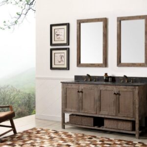 Legion Furniture WH5160-BR 60 Inch Solid Wood Vanity in Brown with Moon Stone Top, No Faucet