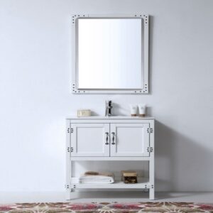 Legion Furniture WH5824-W 24 Inch Wood Vanity in Matt White with Ceramic Top, No Faucet