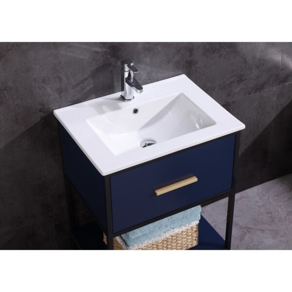 Legion Furniture WH7024-BL-PVC 24 Inch Blue Finish Sink Vanity with Black Metal Frame