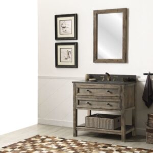 Legion Furniture WH8036-BR 36 Inch Wood Vanity in Brown with Marble  Top, No Faucet