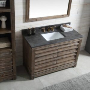 Legion Furniture WH8448 48 Inch Wood Vanity in Brown with Marble  Top, No Faucet