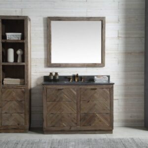 Legion Furniture WH8548 48 Inch Wood Vanity in Brown with Marble  Top, No Faucet