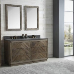 Legion Furniture WH8560 60 Inch Wood Vanity in Brown with Marble  Top, No Faucet