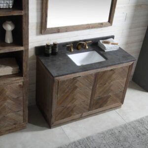 Legion Furniture WH8560 60 Inch Wood Vanity in Brown with Marble  Top, No Faucet