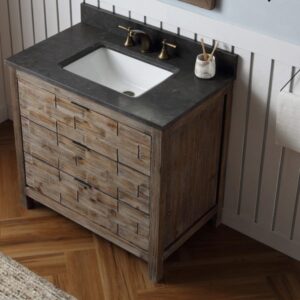 Legion Furniture WH8636 36 Inch Wood Vanity in Brown with Marble  Top, No Faucet