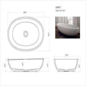 Legion Furniture WJ9077-W 23.6 Inch White Matt Solid Surface Bowl, No Faucet